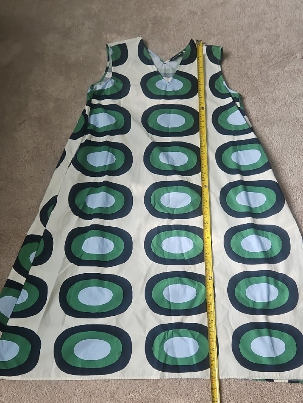 Marimekko Uniqlo Green Blue Oval Print Maxi Dress - Picture 9 of 16